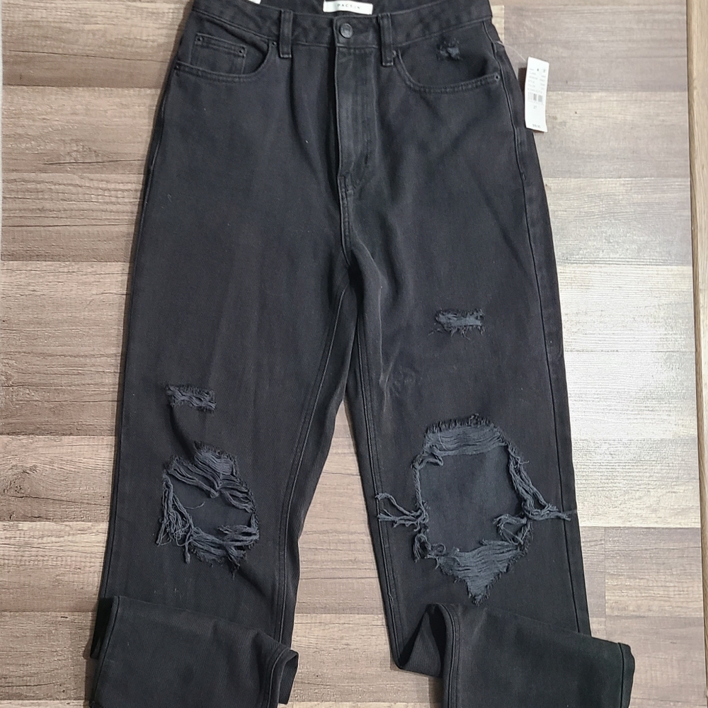 90s Boyfriend Jeans destresed black Size 27 - Picture 7 of 8